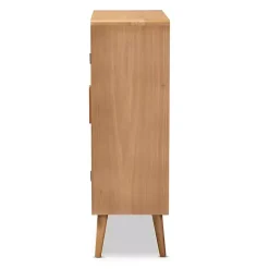 Medium Oak Rattan 2-Door Cabinet