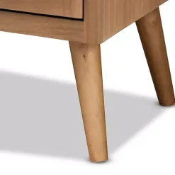 Medium Oak Rattan 2-Door Cabinet