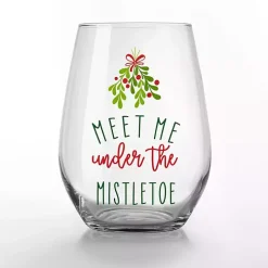 Meet Me Under the Mistletoe Wine Glasses, Set of 2