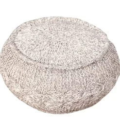 Melange Cable Knit Pouf