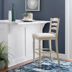 Melvin Distressed Whitewash Bar Stool