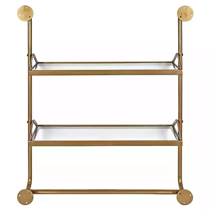 Merit Gold Metal Wall Shelf with Hooks