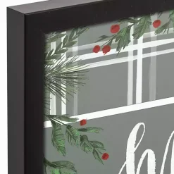 Merry & Bright Plaid Black Framed Wall Plaque