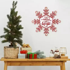 Merry and Bright Snowflake Wall Plaque
