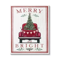 Merry and Bright Truck Canvas Wall Plaque