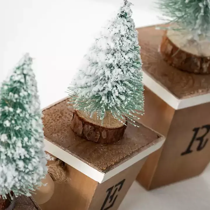 Merry Bottle Brush Tree Tabletop Blocks
