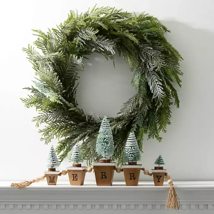 Merry Bottle Brush Tree Tabletop Blocks