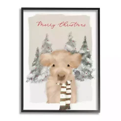 Merry Christmas Baby Cow Wall Plaque