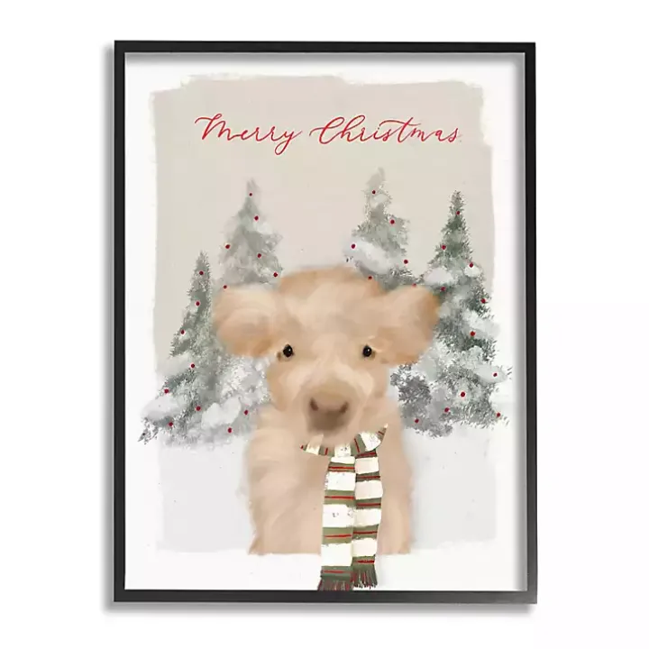 Merry Christmas Baby Cow Wall Plaque