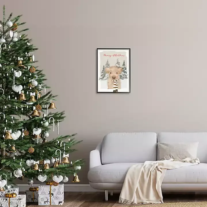 Merry Christmas Baby Cow Wall Plaque