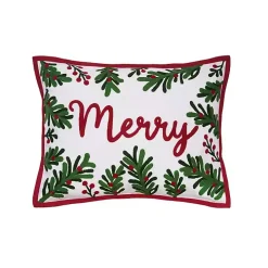 Merry Christmas Botanical Pillow