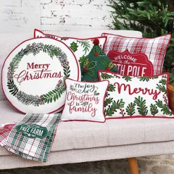Merry Christmas Botanical Pillow