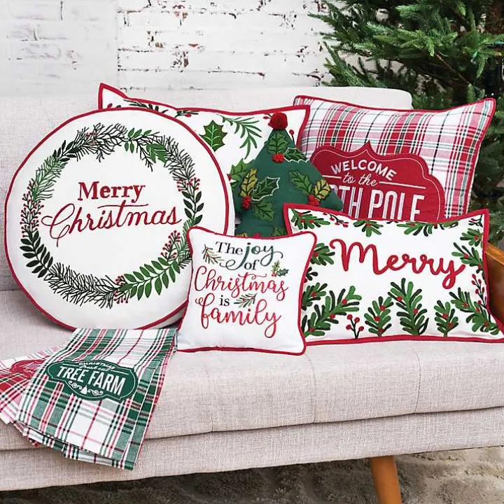 Merry Christmas Botanical Pillow