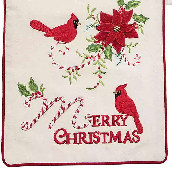 Merry Christmas Cardinals Table Runner