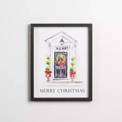 Merry Christmas Front Doorstep Framed Art Print