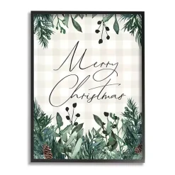 Merry Christmas Greenery Wall Plaque