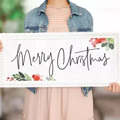 Merry Christmas Holly Beaded Frame Wall Plaque