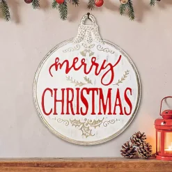 Merry Christmas Metal Ornament Wall Plaque