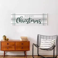 Merry Christmas Plaid Canvas Wall Plaque