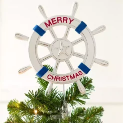 Merry Christmas Ship Wheel Tree Topper