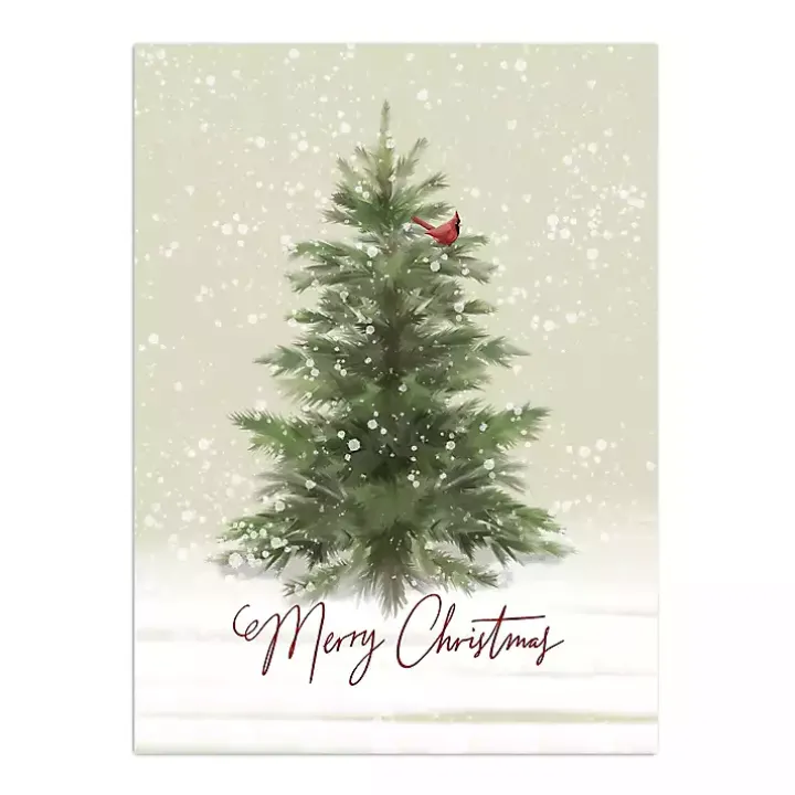 Merry Christmas Snowy Tree Canvas Art Print