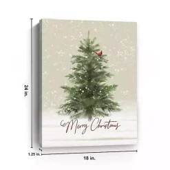 Merry Christmas Snowy Tree Canvas Art Print