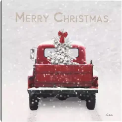Merry Christmas Snowy Truck Canvas Art Print