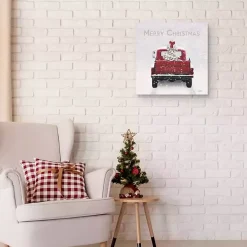 Merry Christmas Snowy Truck Canvas Art Print