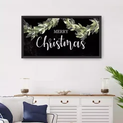 Merry Christmas Swag Framed Canvas Art Print
