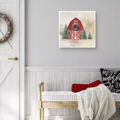 Merry Red Barn Framed Canvas Art Print