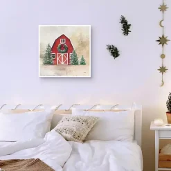 Merry Red Barn Framed Canvas Art Print