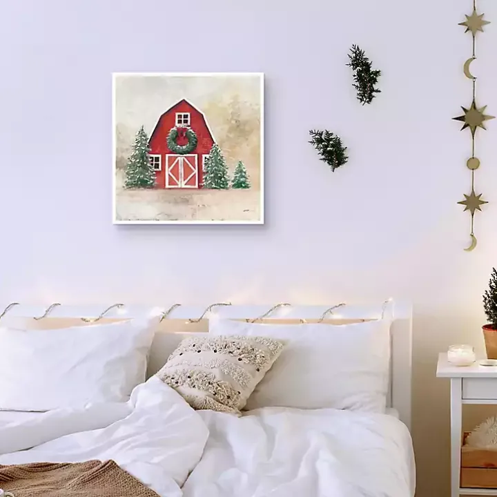 Merry Red Barn Framed Canvas Art Print