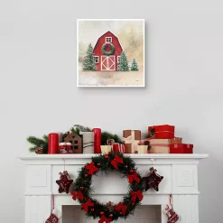 Merry Red Barn Framed Canvas Art Print