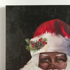 Merry Santa with Bells Canvas Art Print