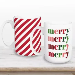 Merry Stripes Mugs, Set of 2
