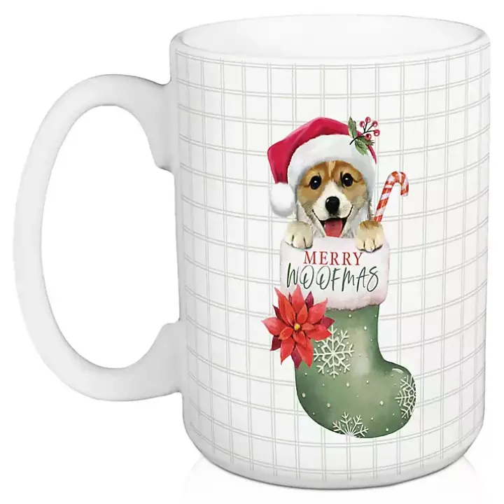 Merry Woofmas Puppy Stocking Mugs, Set of 2