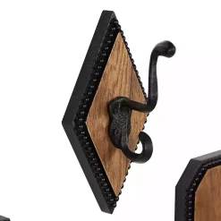 Metal and Wood Beaded Wall Hooks, Set of 4