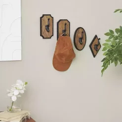 Metal and Wood Beaded Wall Hooks, Set of 4
