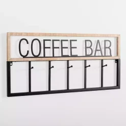 Metal and Wood Coffee Bar Wall Hooks