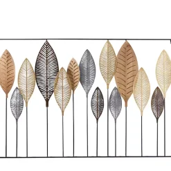 Metal and Wood Leaf Stems Wall Plaque