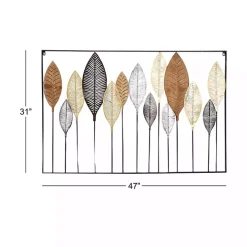Metal and Wood Leaf Stems Wall Plaque