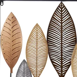 Metal and Wood Leaf Stems Wall Plaque