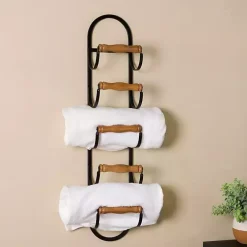 Metal and Wood Tiered Multi-Use Wall Rack