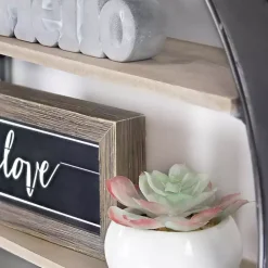 Metal Circle Wall Shelf with Leather Strap