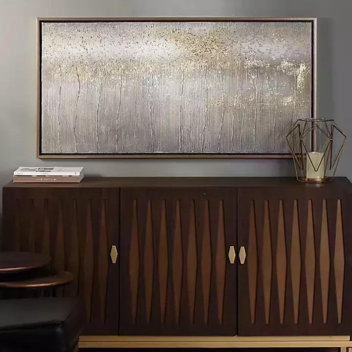 Metallic Gold Abstract Field Framed Canvas Print