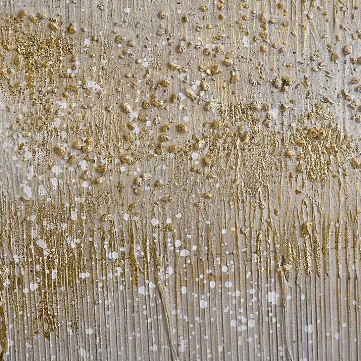 Metallic Gold Abstract Field Framed Canvas Print