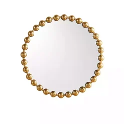 Metallic Gold Foiled Beaded Wall Mirror, 27 in.