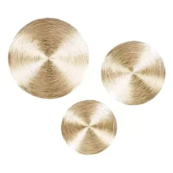 Metallic Gold Plates Wall Sculptures, Set of 3