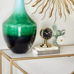 Metallic Gold Steel Beveled Base Tabletop Clock