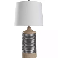 Metallic Silver Banded Table Lamp